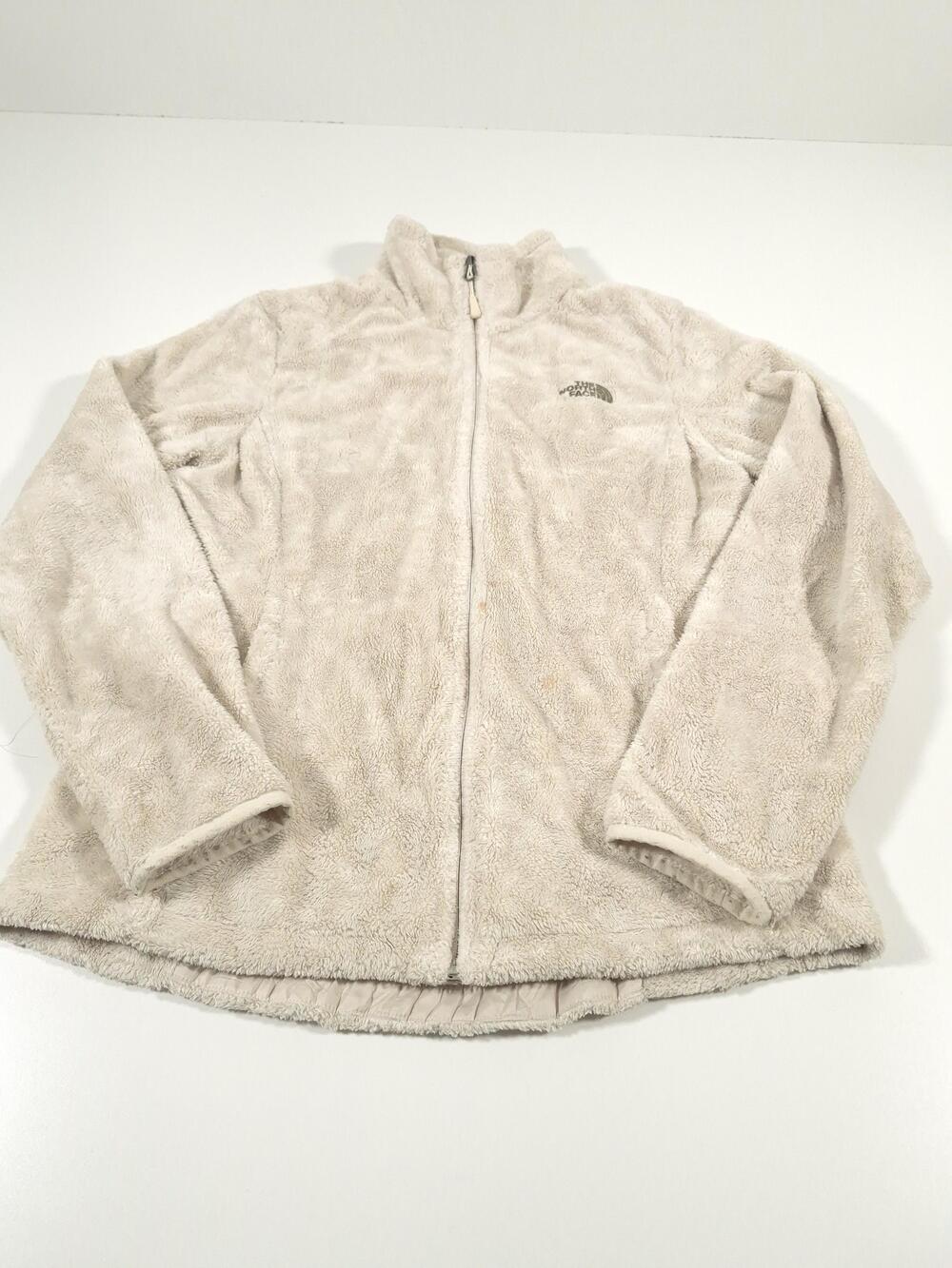The North Face Jacket Womens Medium Beige Fleece Full Zip Soft Fuzzy FLAW